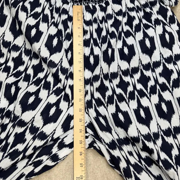LOFT Beach Jumpsuit Women XL Petite Blue White Ikat Boho Coastal Summer Wide Leg - Image 10