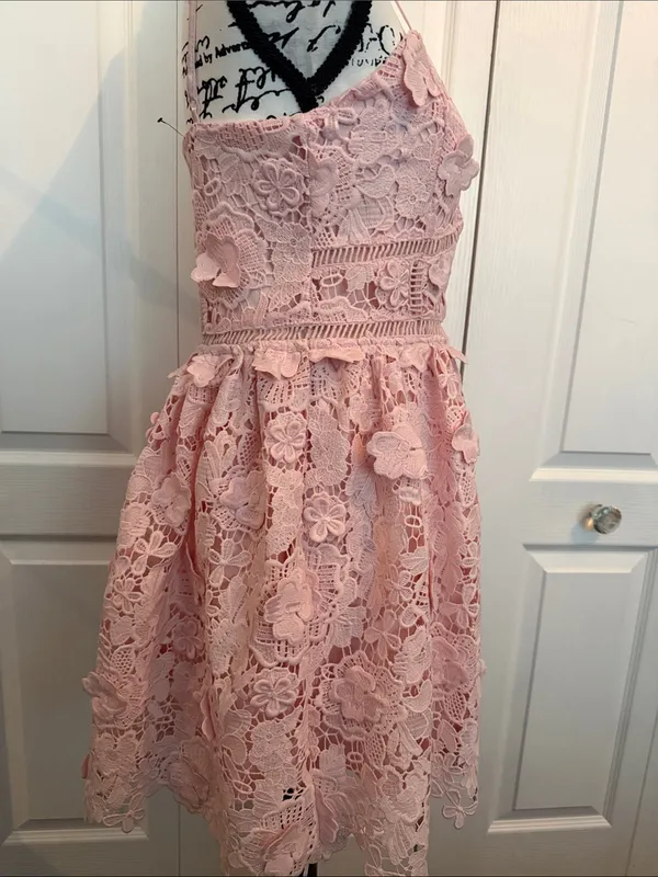 Altar'd State Pink Lace Spaghetti Strap Fit-and-Flare Dress - Image 10