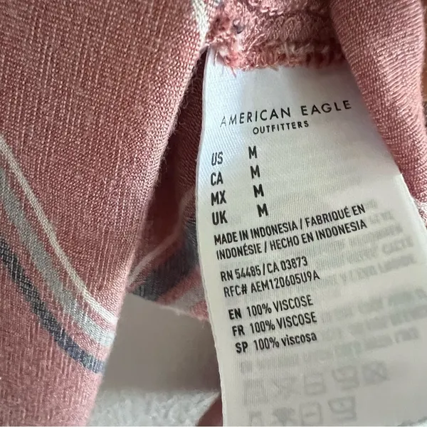 American Eagle Oversized Fit Striped Button Front Long Sleeve Medium - Image 5