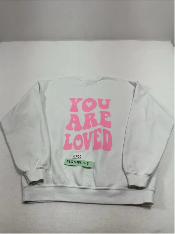 Womans Excellent Condition Gildan Sweatshirt Pullover Large White Graphics - Image 2