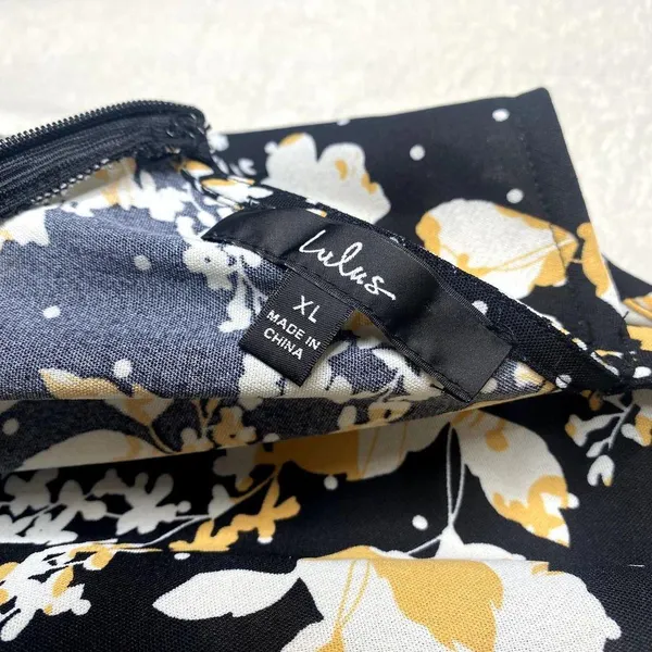 Lulus I Wanna Be Yours Floral Sleeveless Mini Slip Dress XL Black Cowl Neck - Image 4