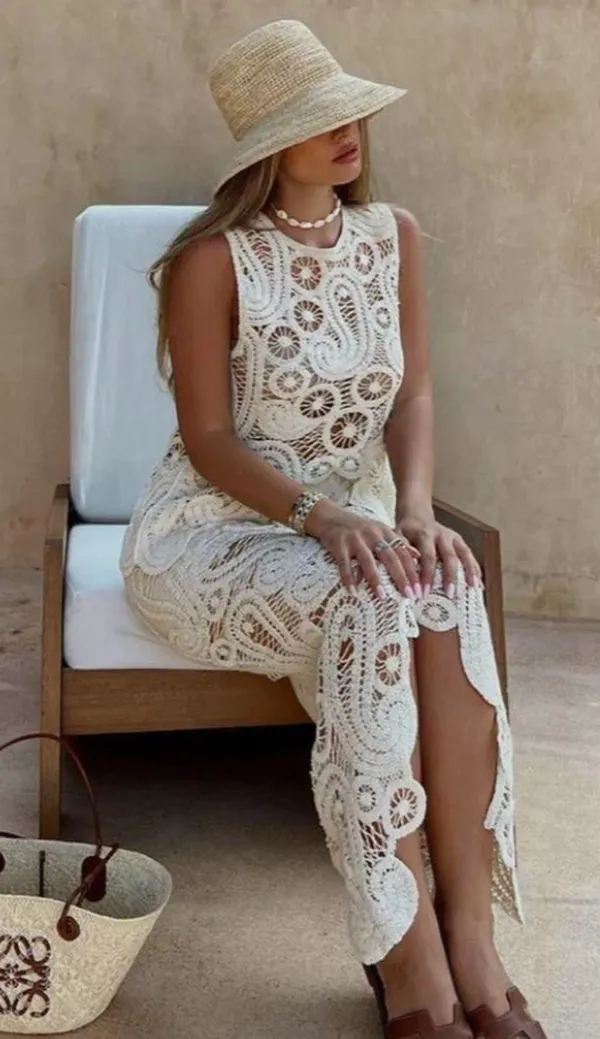 ZARA NWT White CROCHET ASYMMETRIC DRESS. Size small - Image 4