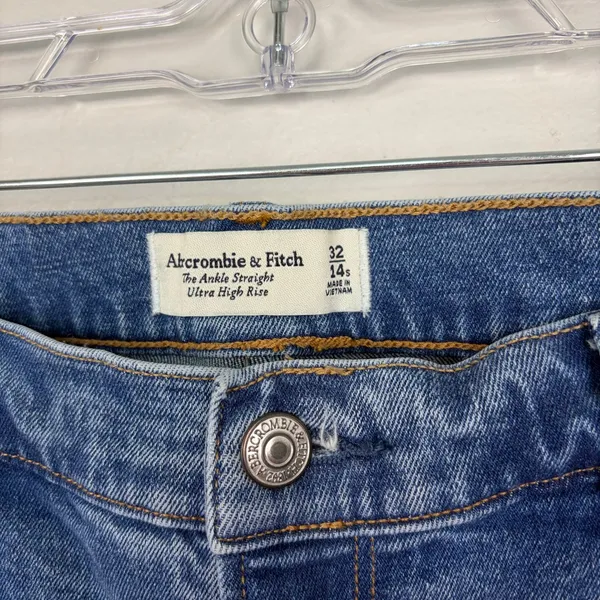 Abercrombie & Fitch The Ankle Straight Jeans Medium Wash‎ Ultra High Rise 32/14S - Image 4