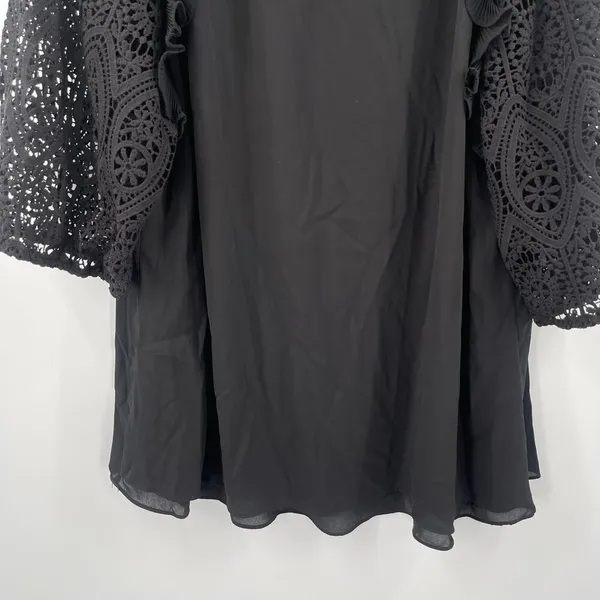 CITY CHIC Blouse Size XL/22 Lace Breeze Top Black Embroidered Eyelet Statement - Image 7