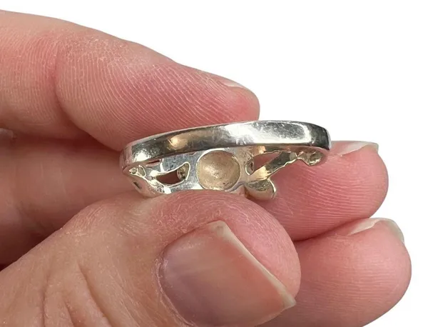 Sterling Silver DBD Stamped Sunflower Flower & Vine Ring - Image 7