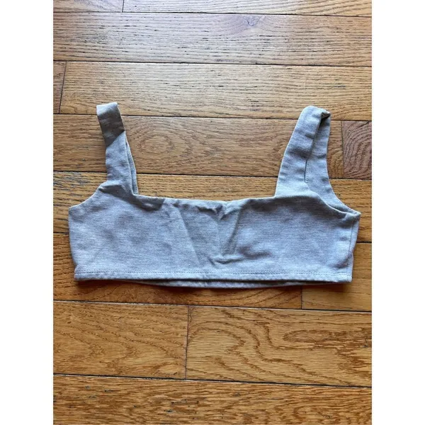 Matte Frame Gray Sports Bra Crop Top Lounge XS - Image 2