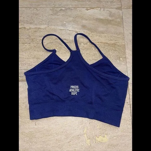 Prozis Fitness Workout Athletic Racer Back Sports Bra‎ Blue Size M Medium - Image 2