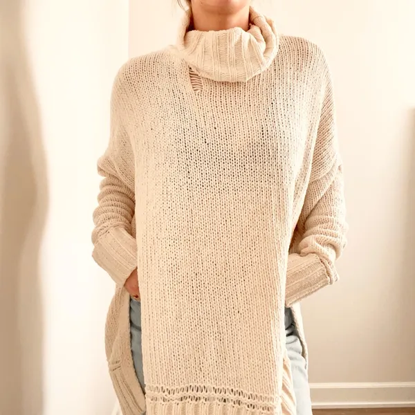 Aerie Cream Cowl Neck Sweater - Image 3