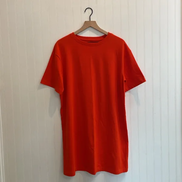 A NEW DAY Relaxed Short Sleeve Crew Neck Mini T-Shirt Dress in Orange Size M NWT - Image 3