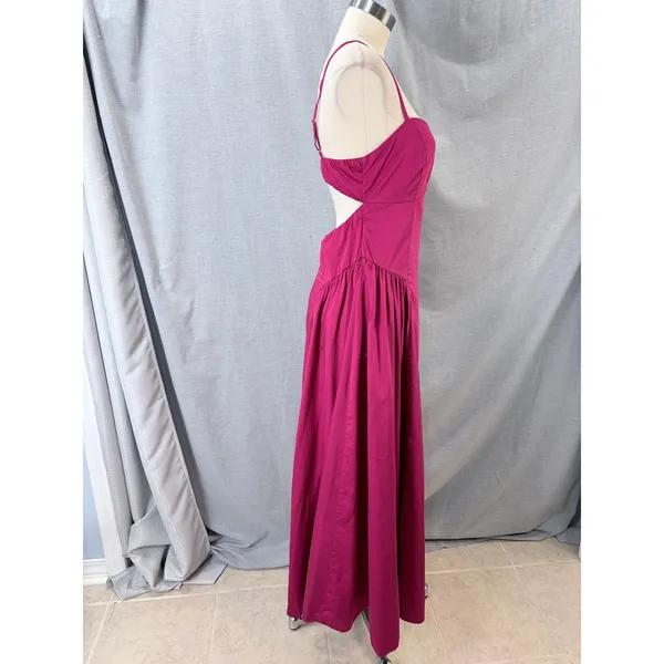 Abercrombie & Fitch Berry Dipped Waist Midi Dress Open Cutout Back M - Image 8
