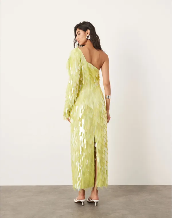 ASOS EDITION allover embellished one shoulder midi dress - Image 3