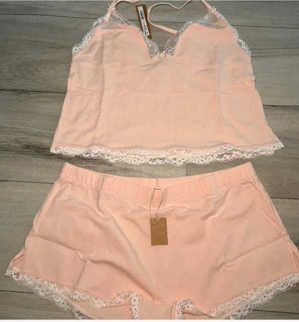 skims cotton lace triangle cami and boxer set - Image 3