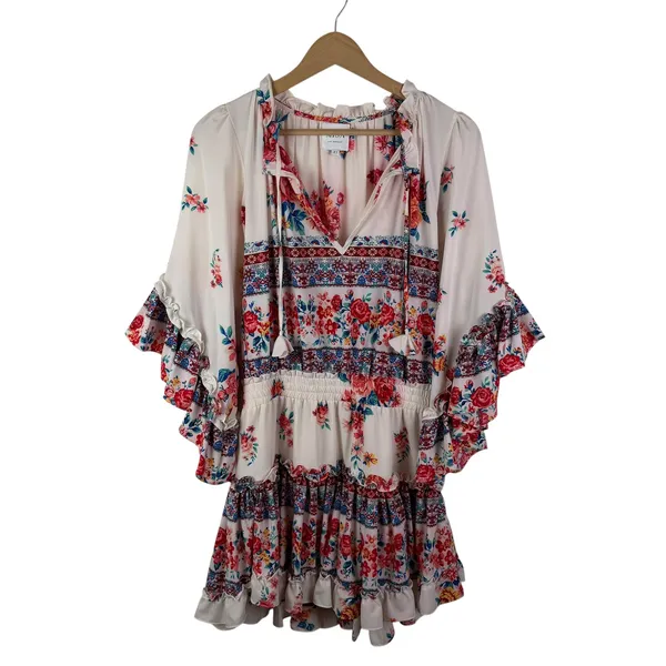 MISA Los Angeles‎ Ximena Mini Dress Size XS Floral Smocked Boho Flowy Festival - Image 2