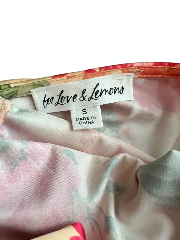 For Love and Lemons Women’s Versilla Puff Sleeve Yellow Floral Mini Dress Sz S - Image 4