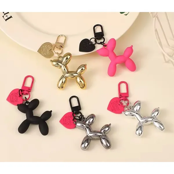 NEW‎ Pink Balloon Dog Keychain Heart Charm Keyring Cute Y2K - Image 9