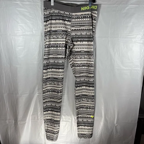 Nike Pro Hyperwarm‎ Leggings Womens Large Dri-FIT Patterned Thermal Pants Sporty - Image 2