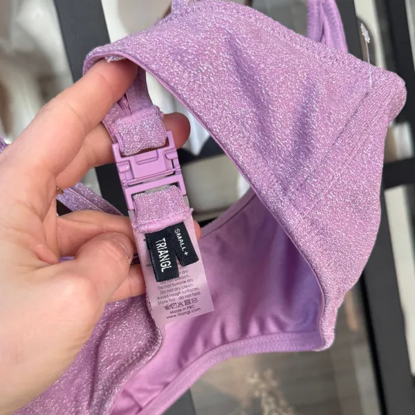 Triangl Mica Violet sparkle glitter Bikini Top scoop neck small+ swim - Image 3