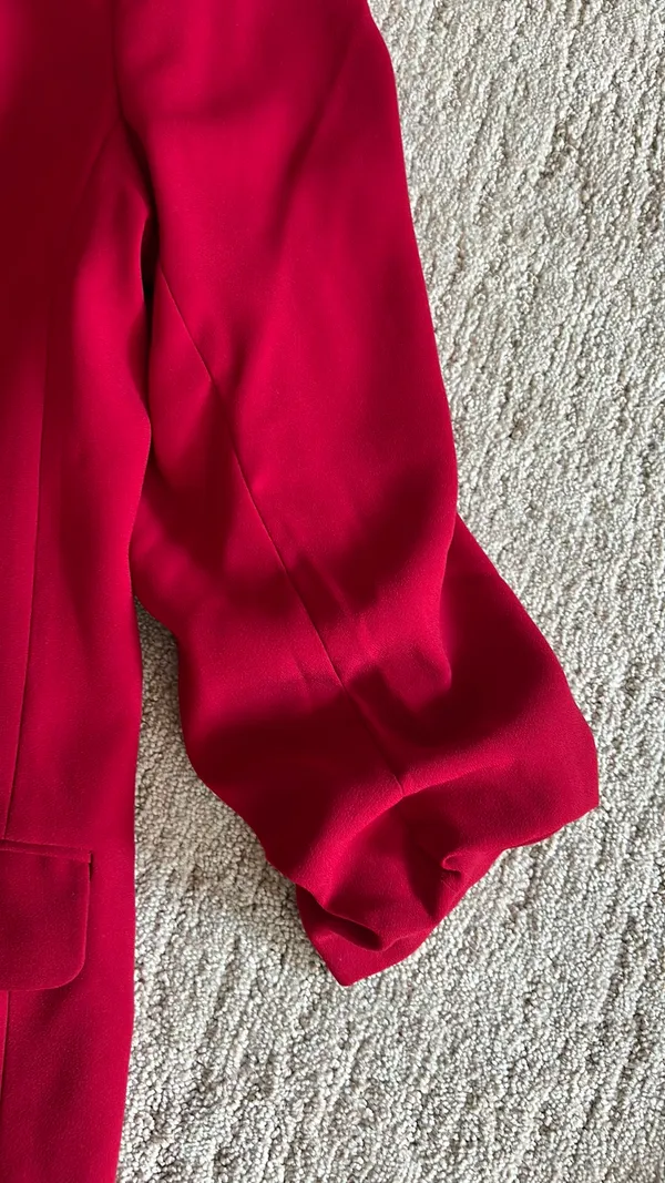Express Red Blazer 3/4 Sleeve Size L - Image 3
