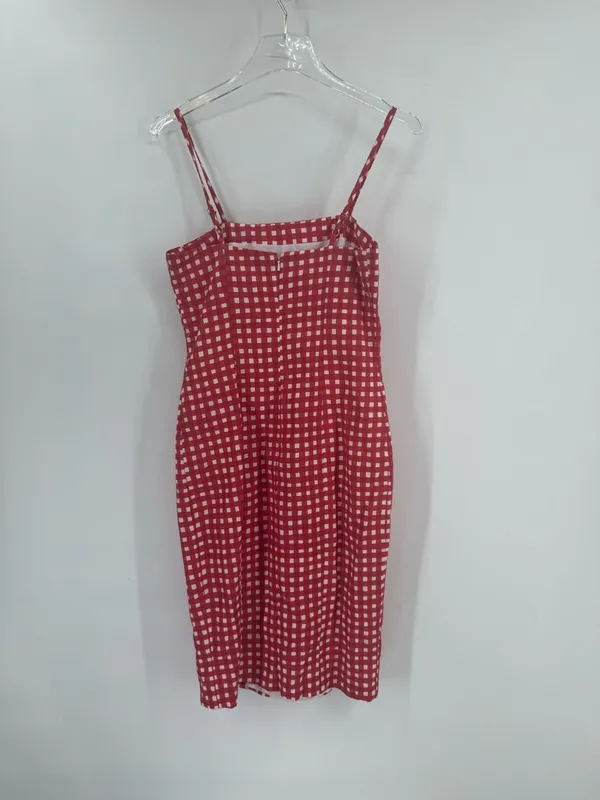 Hutch Anthropologie red and white gingham dress with front slit size‎ 0 - Image 3
