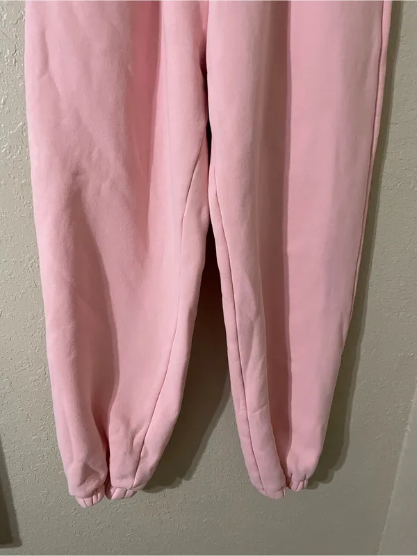 Comfrt Pastel Sweatpants Size Medium Bubblegum Pink Fleece Lined Thick Cozy - Image 9