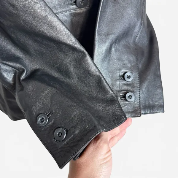GAP Vintage Black Leather Blazer Jacket Coat Size M Matrix Minimalist Y2K 90s - Image 4