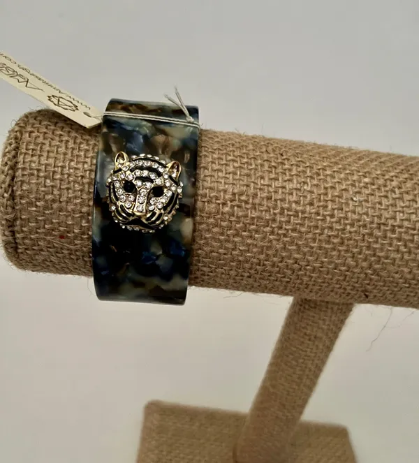 Amrita Singh Austrian Crystal & Goldtone Tiger Cuff - Image 2