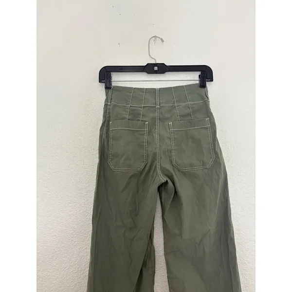 Anthropologie Maeve Colette Crop Pants Maeve Contrast Stitch Moss Olive Green 24 - Image 13