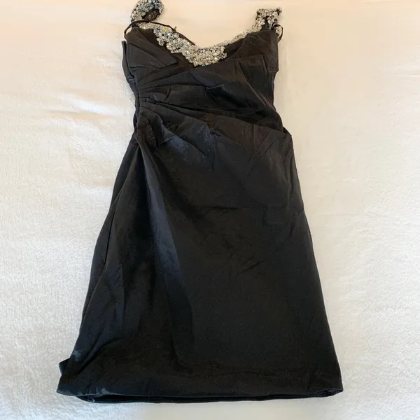 Mac Duggal 76544 Cap Sleeve Gown Women Size 10 Black Beaded Evening Dress Formal - Image 10