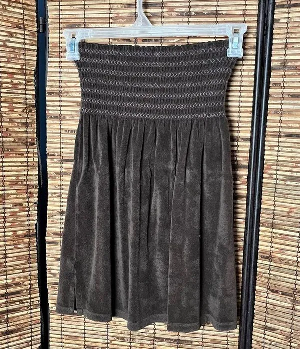Chic Dark Brown Y2K Women's Strapless Top Size M - Image 3