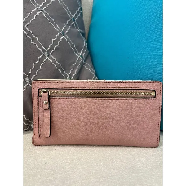 Kate Spade Mikas Pond Stacy Crosshatch Leather bifold wallet‎ pink - Image 3
