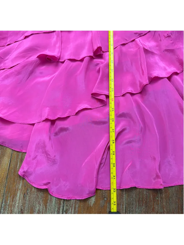 FARM RIO Dark Pink Marrocaine Ruffle High-Low Skirt NWT Flaws Size XXS - Image 11
