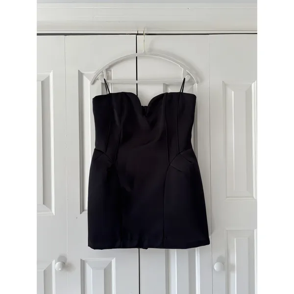 Zara Strapless Black Mini Dress Large New With Tags - Image 2