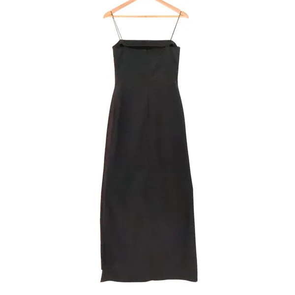 Tahari Vintage 90s Black Satin Maxi Dress Womens Size 4 Formal Minimalist Gothic - Image 6