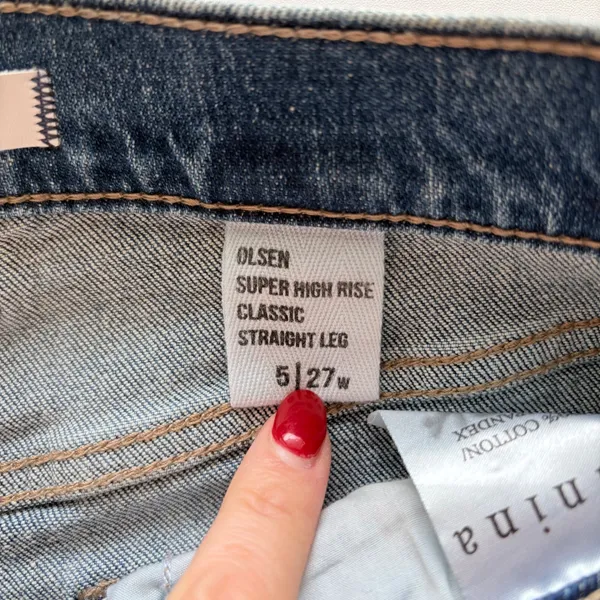 Eunina Olsen‎ Straight Leg Jeans Womens 5/27 Blue Super High Rise Double Knee - Image 3