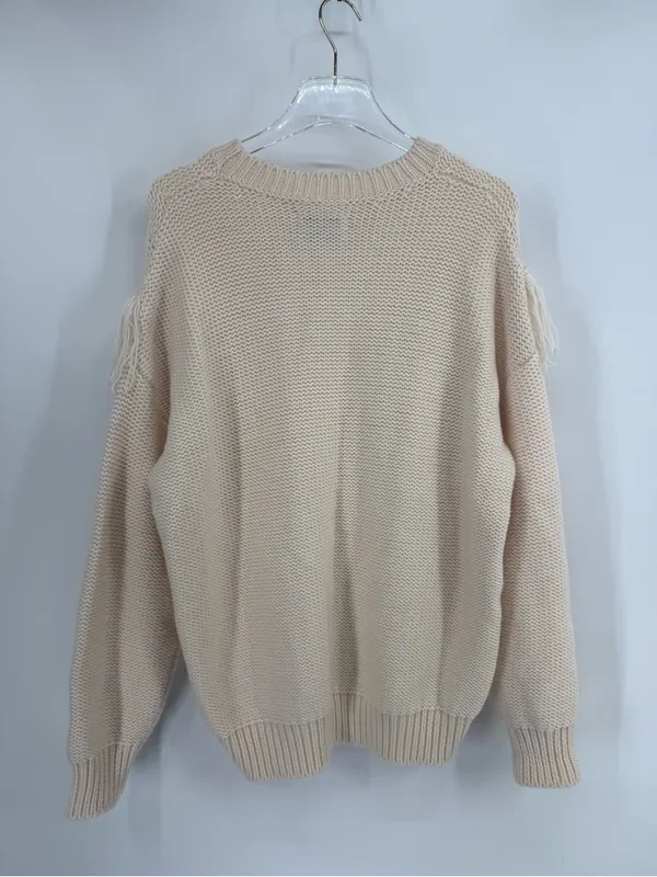 7 FOR ALL MANKIND 100% WOOL PULLOVER SWEATER Fringed Yoke Italy size M - Image 4