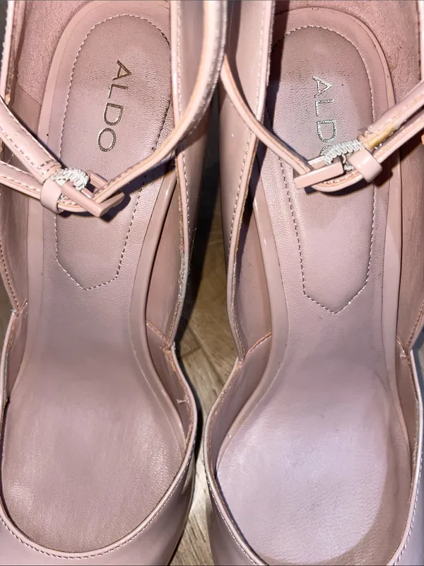 Aldo Blush Patent Pointed-Toe Slingback Heels Size 8.5 - Image 9