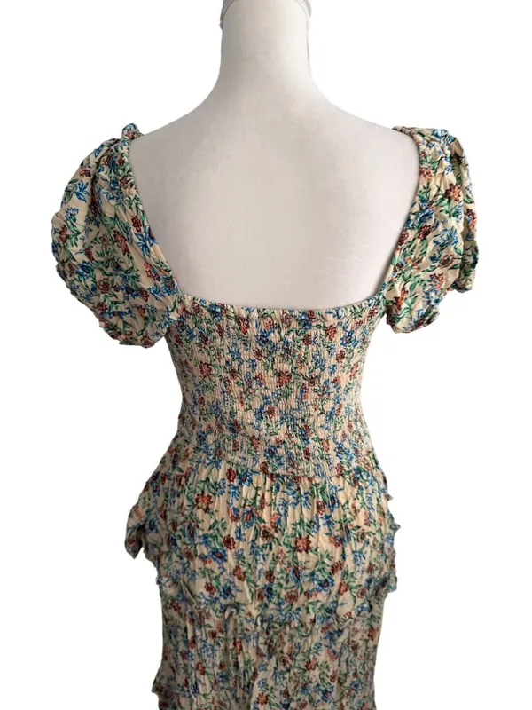 BAND OF THE FREE Floral Smocked Midi Dress Size Small - Image 4