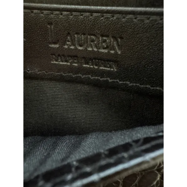 Ralph Lauren Black Croc Embossed Leather Bifold Wallet RL Logo Tab Closure - Image 9