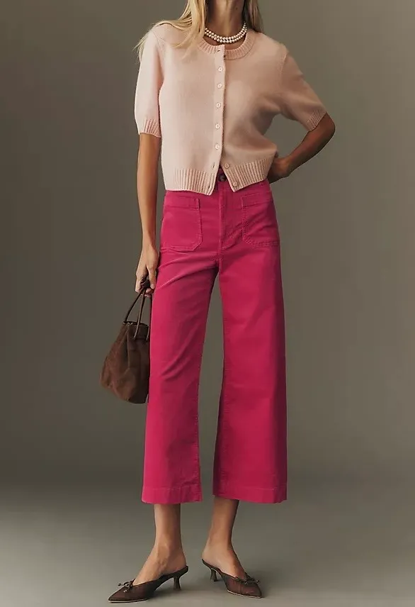 Anthropologie Maeve The Colette Corduroy Crop Wide-Leg Pants, Size 24 - Image 3