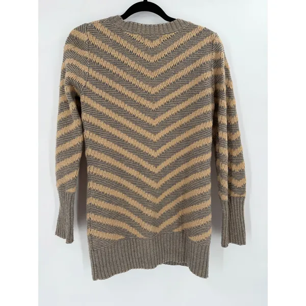 Vero Moda Cardigan Women M Brown Chevron Stripe Angora Blend Long Knit Boho‎ - Image 8