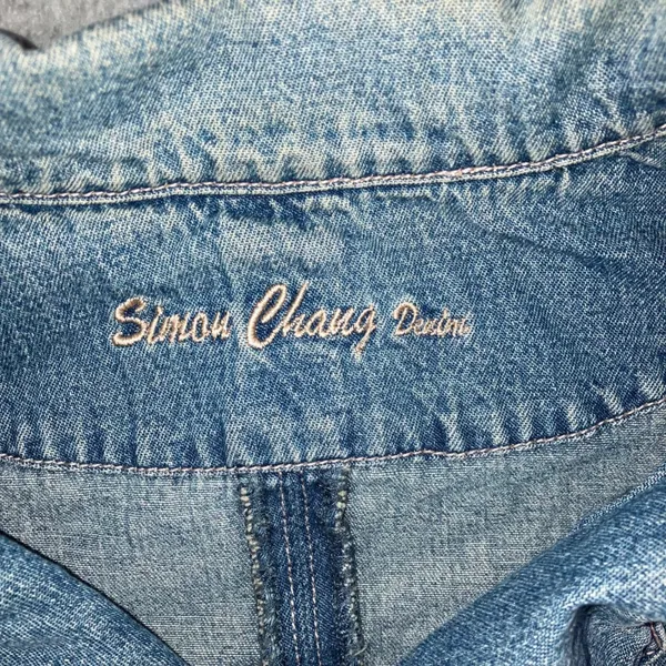 Vtg‎ Simon Chang Denim Jacket Women 16 Button Front Y2K Classic Minimalist - Image 6