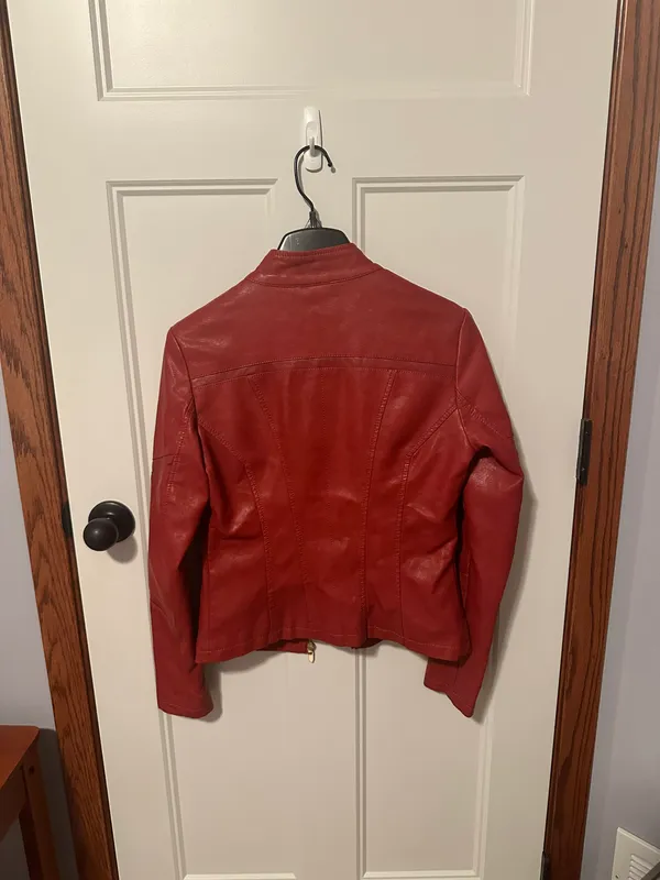 Red Faux Leather Jacket XS Extra Small - Image 2