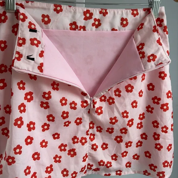 PRINCESS POLLY pink red floral short mini skirt Sm - Image 6
