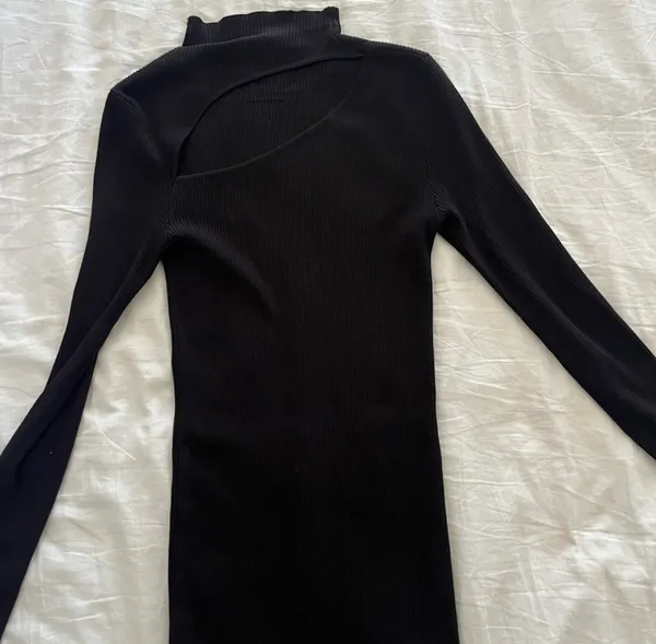 Black Cut Out Knit Dress - Image 5