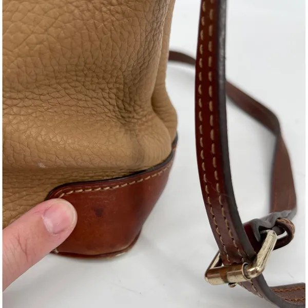 Dooney & Bourke Crossbody Bag‎ Leather Tan Brown Trim Zip Pocket Purse - Image 16