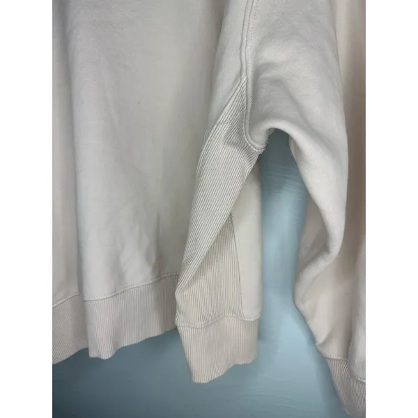 Zara Cream Crewneck Sweatshirt Women's Size Small Mock Neck Ribbed Pullover - Image 3