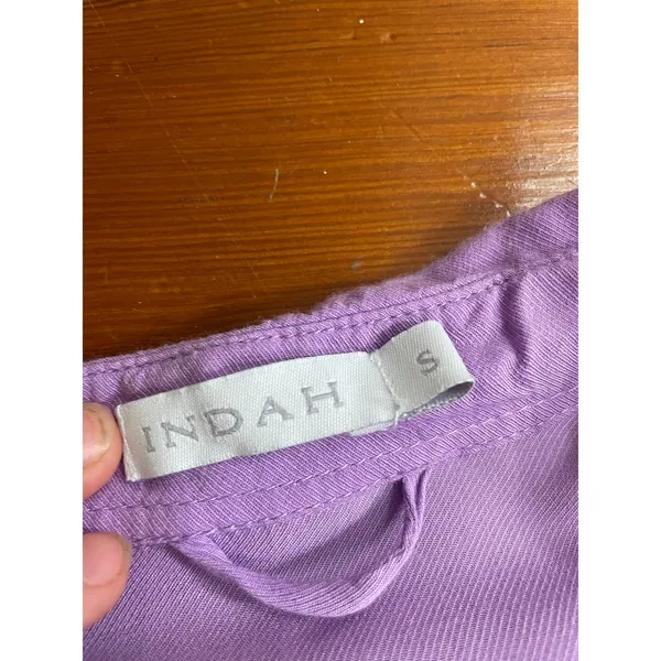 INDAH Lilac Viscose Shirt Dress Belted Midi Resort Boho Size S - Image 4