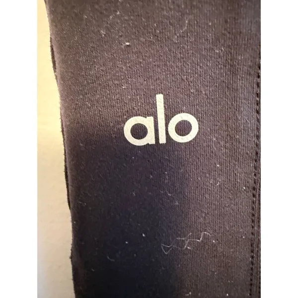 Alo Yoga Womens High Waist Airbrush Seam Flare Leggings Black Front‎ Slit Pants - Image 4