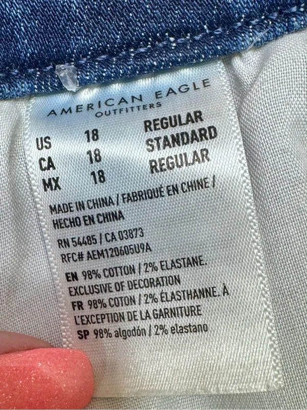 American Eagle Curvy Super Hi Rise Jeggings Skinny Jeans Ripped Frayed Size 18 - Image 11