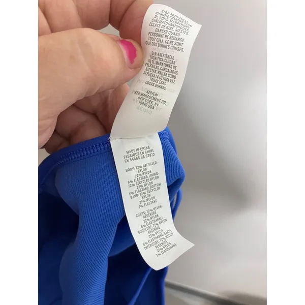 Aerie Bralette Women L Blue Excellent Ribbed Lace Trim Longline Seamless Bra - Image 5